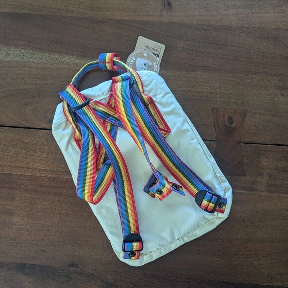 NWT Fjallraven Kanken Rainbow Mini Backpack in Light Oak - Picture 2 of 11